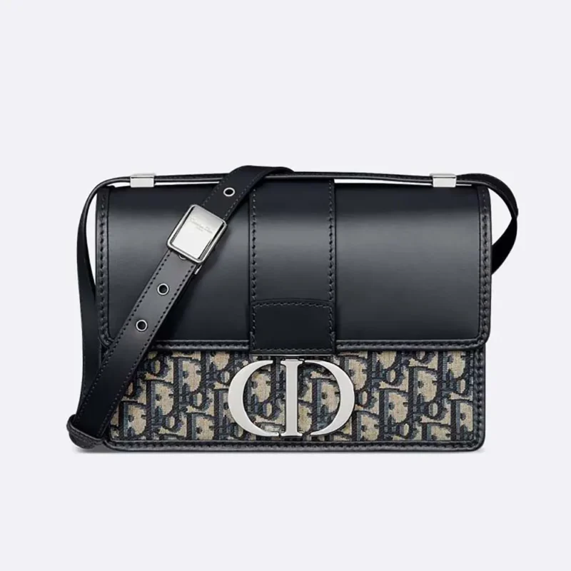 Dior Women 30 Montaigne Bag Blue Dior Oblique Jacquard and Smooth Calfskin