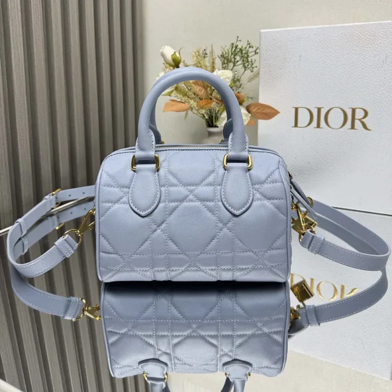 Dior Women Dior Groove 20 Bag Pale Blue Macrocannage Calfskin