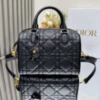 Dior Women Dior Groove 25 Bag Black Macrocannage Calfskin (1)