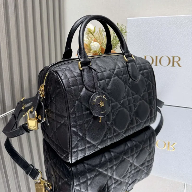 Dior Women Dior Groove 25 Bag Black Macrocannage Calfskin