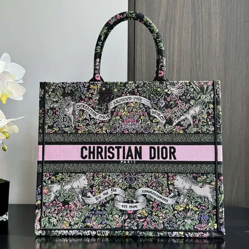 Dior Women Large Dior Book Tote Black Embroidery M1286ZEDO_M911