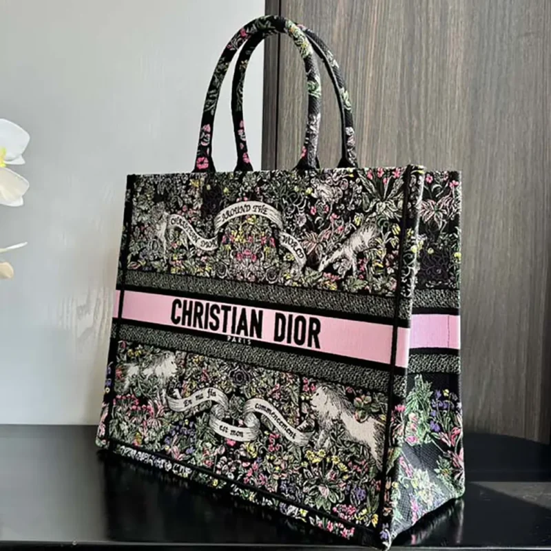 Dior Women Large Dior Book Tote Black Embroidery M1286ZEDO_M911