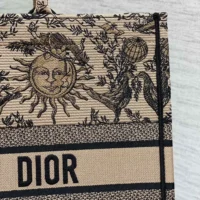 Dior Women Large Dior Book Tote White and Black Toile de Jouy Soleil Embroidery (1)