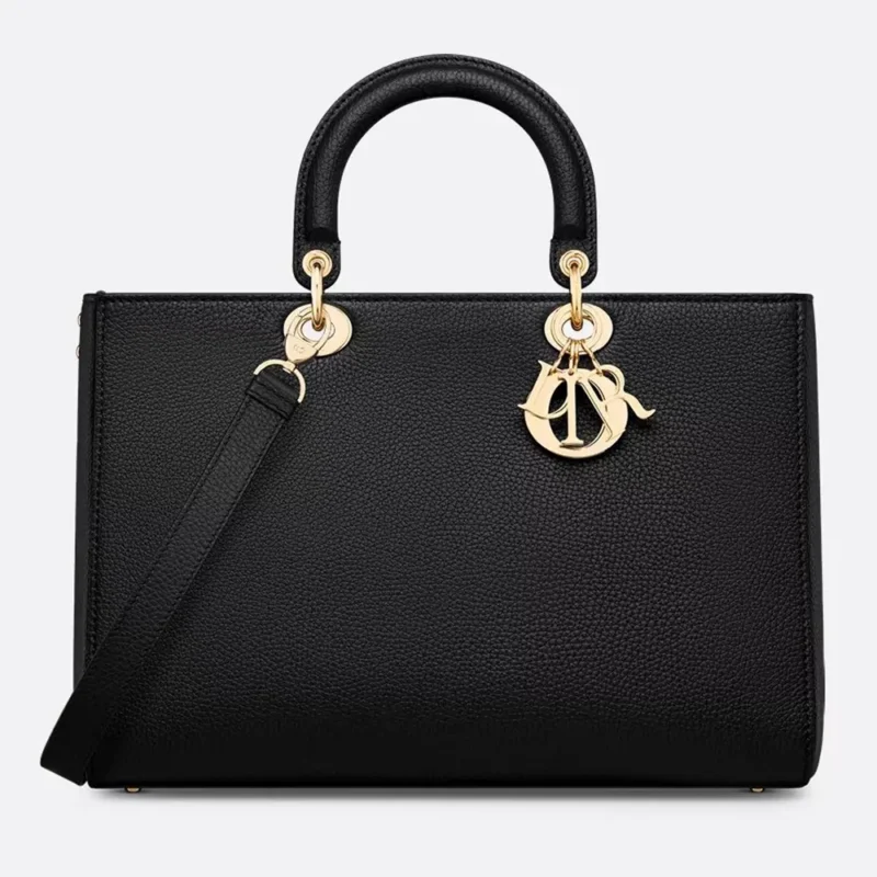 Dior Women Large Lady D-Sire My ABCDior Bag Black Taurillon Leather