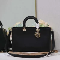 Dior Women Large Lady D-Sire My ABCDior Bag Black Taurillon Leather (1)