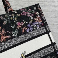 Dior Women Medium Dior Book Tote Black Multicolor Dior Herbarium Embroidery (1)