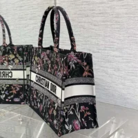 Dior Women Medium Dior Book Tote Black Multicolor Dior Herbarium Embroidery (1)