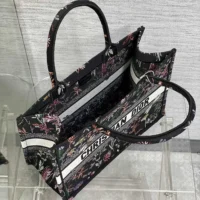 Dior Women Medium Dior Book Tote Black Multicolor Dior Herbarium Embroidery (1)