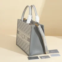 Dior Women Medium Dior Book Tote Gray Dior Oblique Embroidery and Calfskin (1)