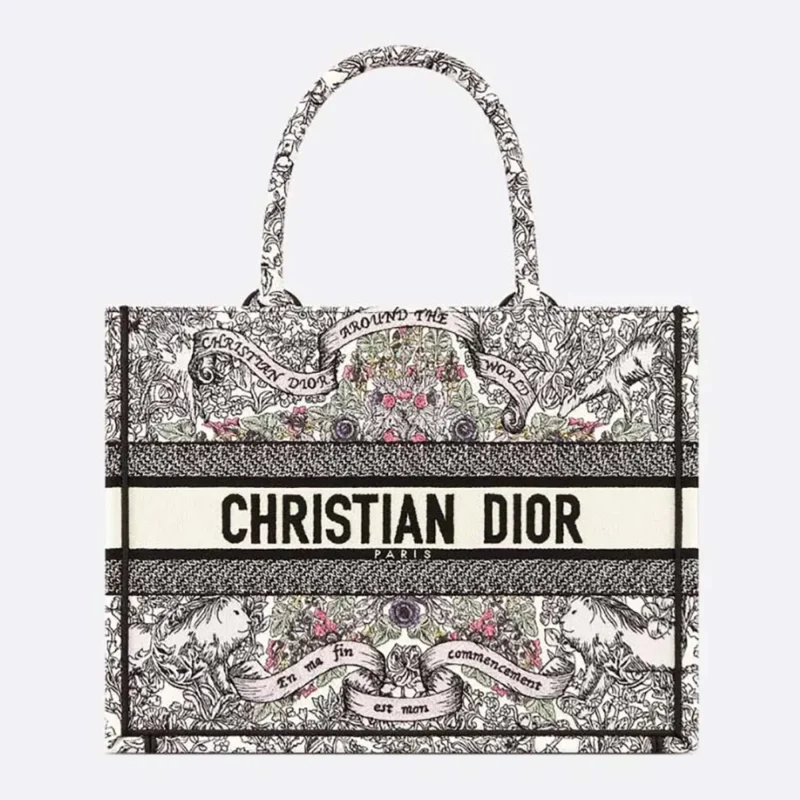 Dior Women Medium Dior Book Tote Latte Embroidery M1296ZEDO