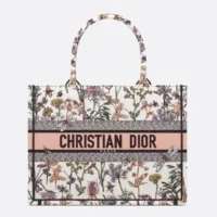 Dior Women Medium Dior Book Tote White Multicolor Dior Herbarium Embroidery (1)