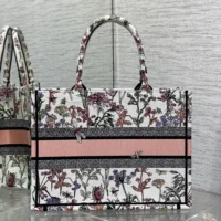 Dior Women Medium Dior Book Tote White Multicolor Dior Herbarium Embroidery (1)