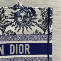 Dior Women Medium Dior Book Tote White and Navy Blue Toile de Jouy Soleil Embroidery (1)