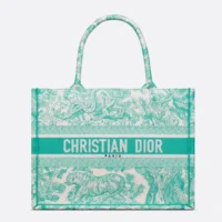 Dior Women Medium Dioriviera Dior Book Tote Aquamarina Toile de Jouy Embroidery (1)