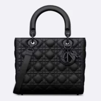 Dior Women Medium Lady Dior Bag Black Ultramatte Cannage Calfskin (1)