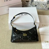 Dior Women Miss Caro Cigale Mini Bag Black Macrocannage Lambskin (1)