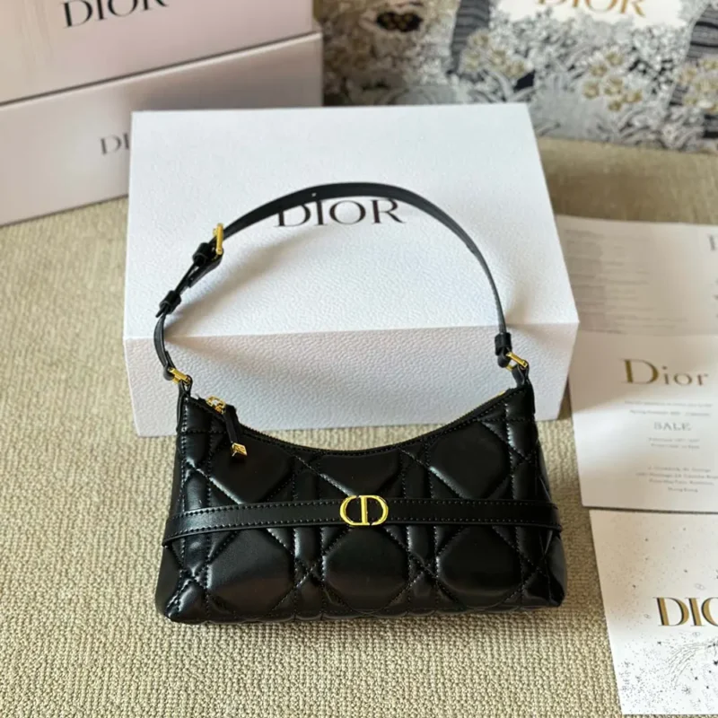 Dior Women Miss Caro Cigale Mini Bag Black Macrocannage Lambskin