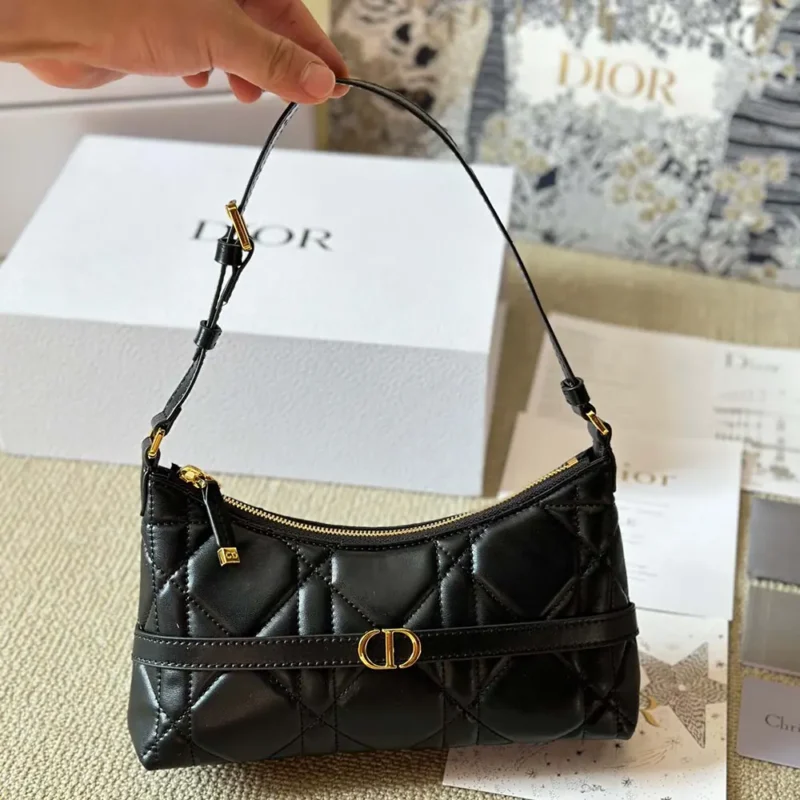 Dior Women Miss Caro Cigale Mini Bag Black Macrocannage Lambskin