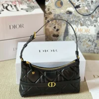 Dior Women Miss Caro Cigale Mini Bag Black Macrocannage Lambskin (1)