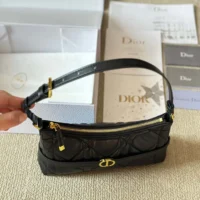 Dior Women Miss Caro Cigale Mini Bag Black Macrocannage Lambskin (1)