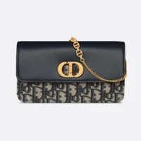 Dior Women Miss Caro Pouch with Chain Blue Dior Oblique Jacquard and Smooth Calfskin (1)