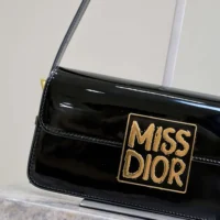 Dior Women Miss Dior Flap Bag Black Patent Calfskin (1)