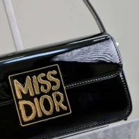 Dior Women Miss Dior Flap Bag Black Patent Calfskin (1)