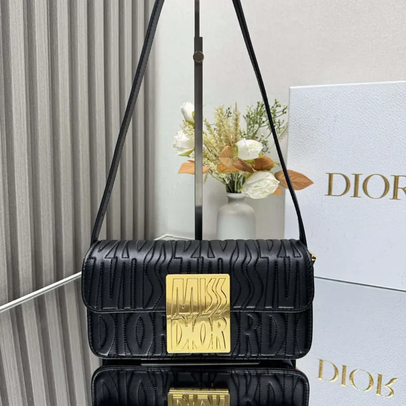 Dior Women Miss Dior Flap Bag Black Quilted Miss Dior Allover Calfskin