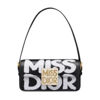 Dior Women Miss Dior Flap Bag Black and White Miss Dior Graffiti Printed Calfskin (1)