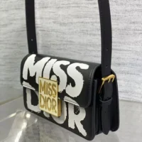 Dior Women Miss Dior Flap Bag Black and White Miss Dior Graffiti Printed Calfskin (1)