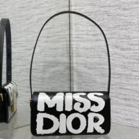 Dior Women Miss Dior Flap Bag Black and White Miss Dior Graffiti Printed Calfskin (1)