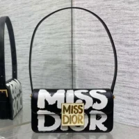 Dior Women Miss Dior Flap Bag Black and White Miss Dior Graffiti Printed Calfskin (1)