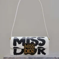 Dior Women Miss Dior Flap Bag White and Black Miss Dior Graffiti Printed Calfskin (1)