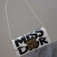 Dior Women Miss Dior Flap Bag White and Black Miss Dior Graffiti Printed Calfskin (1)