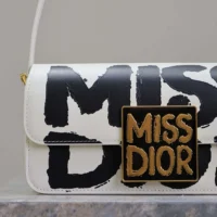 Dior Women Miss Dior Flap Bag White and Black Miss Dior Graffiti Printed Calfskin (1)