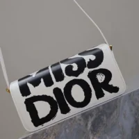 Dior Women Miss Dior Flap Bag White and Black Miss Dior Graffiti Printed Calfskin (1)