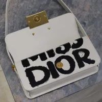 Dior Women Miss Dior Flap Bag White and Black Miss Dior Graffiti Printed Calfskin (1)