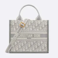 Dior Women Small Dior Book Tote Gray Dior Oblique Embroidery and Calfskin (1)