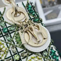 Dior Women Small Lady Dior Bag Metallic Calfskin and Satin with Celestial Green Bead Embroidery (1)