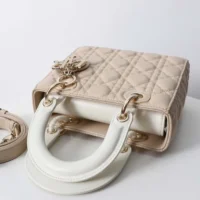 Dior Women Small Lady Dior Bag Two-Tone Trench Beige and Latte Cannage Lambskin (1)