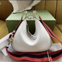 Gucci Women Attache Small Shoulder Bag White Leather 699409 (1)