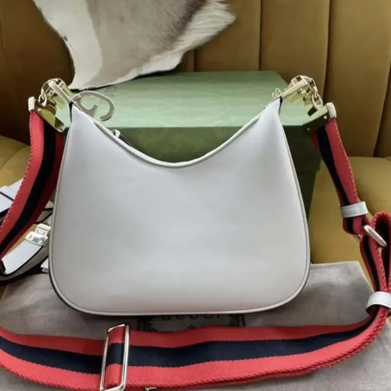 Gucci Women Attache Small Shoulder Bag White Leather 699409