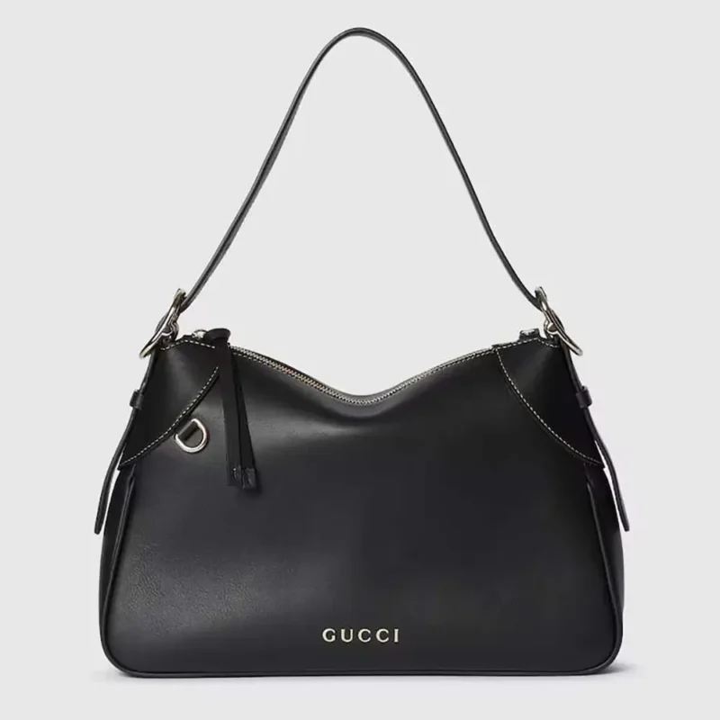 Gucci Women GG Emblem Medium Shoulder Bag-Black 815216AAEC21000