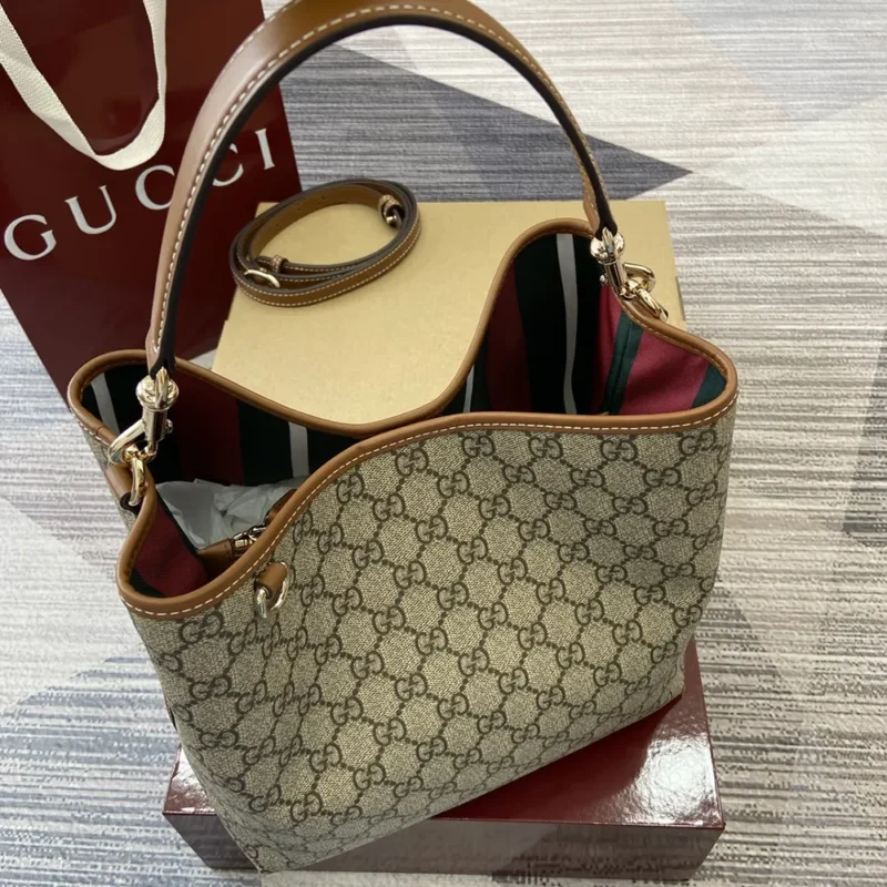 Gucci Women GG Emblem Small Shoulder Bag-Brown 815103FAD6L9758