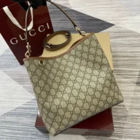 Gucci Women GG Emblem Small Shoulder Bag-Brown 815103FAD6L9758 (1)