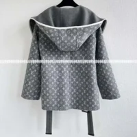 Louis Vuitton LV Women Reversible Signature Short Hooded Wrap Coat Grey-1AGNYG (1)