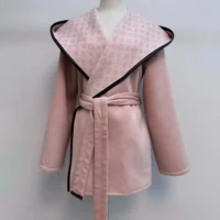 Louis Vuitton LV Women Signature Short Hooded Wrap Coat Pink-1AFCLR (1)