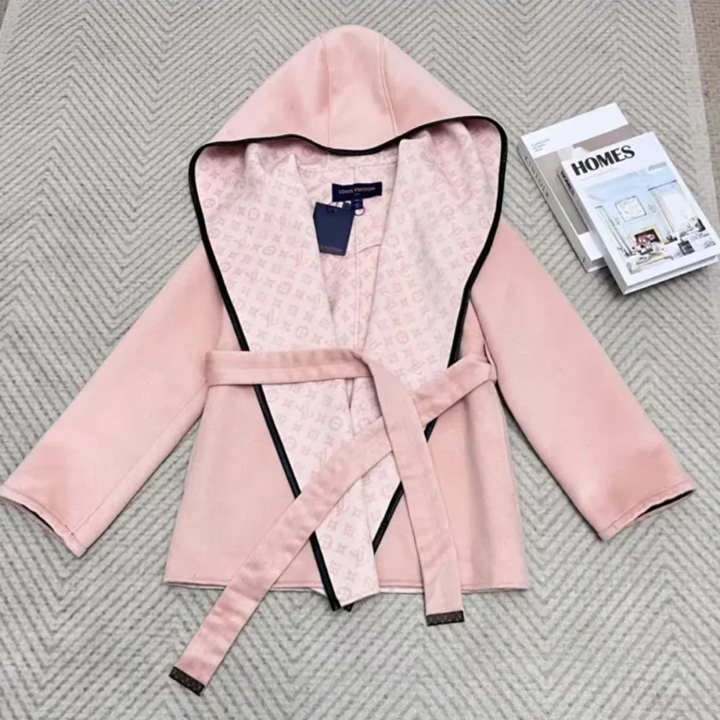 Louis Vuitton LV Women Signature Short Hooded Wrap Coat Pink-1AFCLR