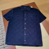 Louis Vuitton Men Damier French Terry Short-Sleeved Cotton-Blend Shirt 1AGK51 (1)