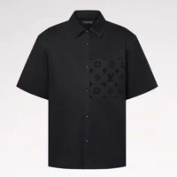 Louis Vuitton Men Flocked Short-Sleeved Cotton Shirt 1AFR05